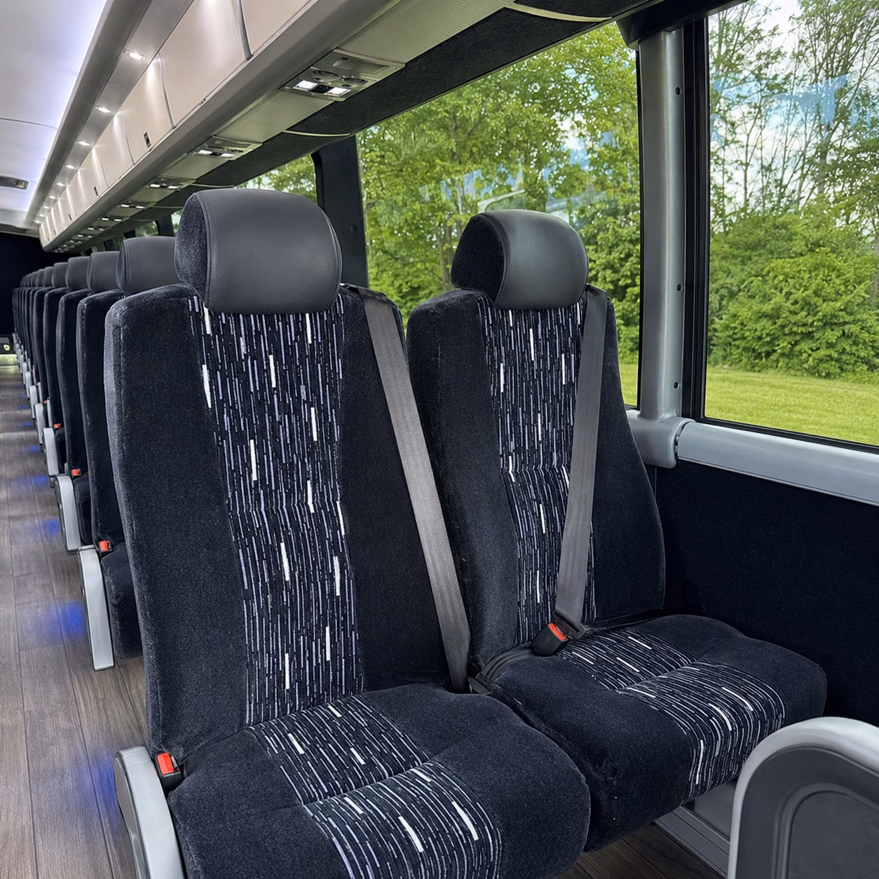 woodland ride in style with a woodland wedding charter bus